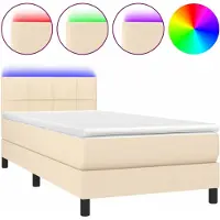 Syfax Boxspringbett mit Matratze & LED Creme 80x200 cm Stoff
