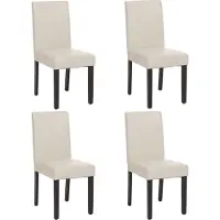 MCW 4er-Set Esszimmerstuhl Stuhl Küchenstuhl Littau Leder, weiß dunkle Beine
