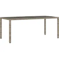 Syfax Gartentisch mit Glasplatte Grau 190x90x75 cm Poly Rattan