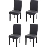 Mendler 4er-Set Esszimmerstuhl Stuhl Küchenstuhl Littau - Kunstleder, grau matt, dunkle Beine