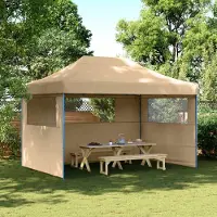 Prolenta Maison Exclusive - Partyzelt Faltbar Pop-Up mit 3 Seitenteilen Beige