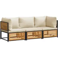vidaXL 3-tlg. Garten-Sofagarnitur mit Kissen Massivholz Akazie