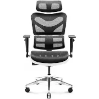 Diablo V-Commander Ergonomischer Bürostuhl Schreibtischstuhl Chefsessel 3D Armlehnen Verstellbare Kopfstütze & Sitzfläche Netzstof Farbe: Weiß-schwarz