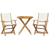 vidaXL 3-tlg. Bistro-Set Cremeweiß Stoff und Massivholz