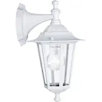 Eglo Außen-Wandlampe Laterna 5, 1 flammige Außenleuchte, Wandleuchte aus Aluguss und Glas, Farbe: Weiß, Fassung: E27, IP44