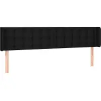 Syfax Kopfteil mit Ohren Schwarz 203x16x78/88 cm Stoff