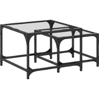vidaXL Satztische 2 Stk. mit Glasplatte Transparent Stahl