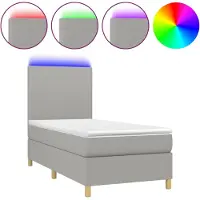 Syfax Boxspringbett mit Matratze & LED Hellgrau 90x190 cm Stoff
