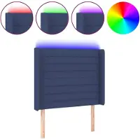Syfax LED Kopfteil Blau 83x16x118/128 cm Stoff