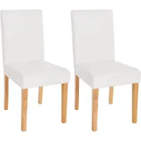 Mendler 2er-Set Esszimmerstuhl Stuhl Küchenstuhl Littau Kunstleder, weiß matt, helle Beine
