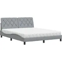 Syfax Bett mit Matratze Hellgrau 160x200 cm Stoff