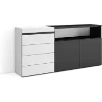 Skraut Home Kommode mit Schubladen, 157x35x75 cm, Für Schlafzimmer, Sideboard, Schrank, Weiß und Schwarz