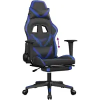 Syfax Gaming-Stuhl mit Fußstütze Schwarz und Blau Kunstleder