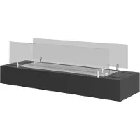 SOLOLED Bioethanolbrenner mit mattschwarzem Edelstahl-Arbeitsplatteneinsatz 60 cm mit Glas