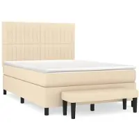 Syfax Boxspringbett mit Matratze Creme 140x190 cm Stoff