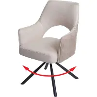 Mendler Esszimmerstuhl HWC-K30, Küchenstuhl Lehnstuhl, drehbar Auto-Position, Stoff/Textil MVG creme