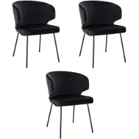 HOME DELUXE Esszimmerstuhl AMARA Samt - 3er Set Schwarz
