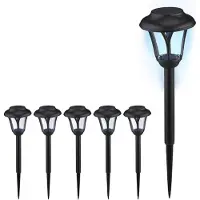Relaxdays Solarlampen 6er Set, LED Solarlicht mit Erdspieß, HxD: 39 x 11 cm, moderne Gartenbeleuchtung, draußen, schwarz
