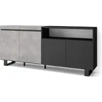 Skraut Home Sideboard, Highboard, 200x87x35cm, 4 Türen, Industriedesign, Zementgrau