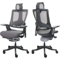 MCW Bürostuhl Adelaide Wau 2, Schreibtischstuhl Drehstuhl, Polster/Netz, ergonomisch schwarz-grau, Gestell schwarz