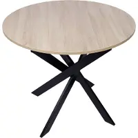 Skraut Home Runder Esstisch, Modell ZEN, 90x90x77cm, farbe Eiche, matt Schwarze metallbeine lackiert