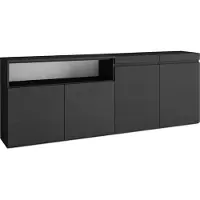 Skraut Home Sideboard, Highboard, 200x35x75cm, 4 Türen, Wohnzimmer, Küche, Schwarz