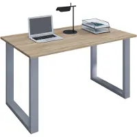 VCM Holz Schreibtisch | H. 76 x B. 140 x T. 50 cm | Computertisch schlicht | Füße aus hochwertigem Metall | Arbeitstisch | Büromöbel - Lona U