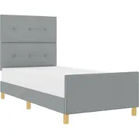 vidaXL Bettgestell mit Kopfteil Hellgrau 100 x 200 cm Stoff