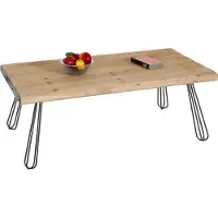 Mendler Couchtisch MCW-L73, Tisch Wohnzimmertisch, Industrial Massiv-Holz MVG- 120x60cm, natur