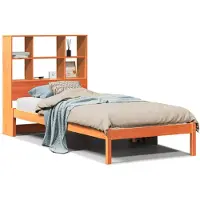 Syfax Massivholzbett mit Regal ohne Matratze Wachsbraun 100x200 cm
