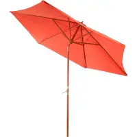 Mendler Holz-Sonnenschirm Gartenschirm Marktschirm Lissabon 3m, stabil, neigbar, Kurbel terracotta