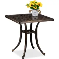 Relaxdays Gartentisch, antike Optik, wetterfest, Aluminiumguss, HxBxT: 53x54x54 cm, eckiger Balkontisch, schwarz/bronze