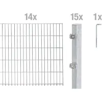 Alberts Doppelstabmatten Zaun, Höhe 120 cm, Länge 28 m, Zaun-Komplettset zum Einbetonieren, feuerverzinkt, Pfosten 60x40 mm