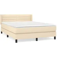 Syfax Boxspringbett mit Matratze Creme 140x190 cm Stoff