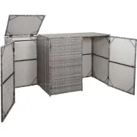 Mendler 3er-Mülltonnenverkleidung MCW-E25, Mülltonnenbox Mülltonnenabdeckung, Poly-Rattan 3x120l grau