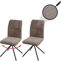 Mendler 2er-Set Esszimmerstuhl HWC-N99, Küchenstuhl, drehbar Auto-Return, Stoff/Textil Chenille (340g/m²) hellbraun