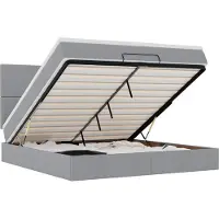 vidaXL Ottoman-Bett mit Matratze & LEDs Hellgrau 180x200 cm Stoff