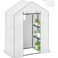 Outsunny Gewächshaus mit Rolltür, Fenster, Regale, winterfest Foliengewächshaus