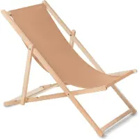 Greenblue Liegestuhl aus Buchholz ohne Armlehne Sonnenliege Gartenliege 110kg HELL BRAUN