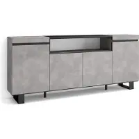 Skraut Home Sideboard, Highboard, 200x35x87cm, 4 Türen, Industriedesign, Zementgrau