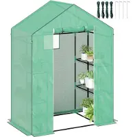 Outsunny Gewächshaus mit Rolltür, Fenster, Regale, winterfest Foliengewächshaus