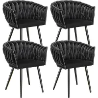TecTake Set Esszimmerstuhl Astano gepolstert, mit Samtbezug, Knotendesign 60,5 x 55 x 75 cm