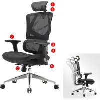 Sihoo Bürostuhl Schreibtischstuhl ergonomisch, Lordosenstütze hohe Rückenlehne 3D-Armlehnen Mesh schwarz