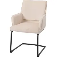MCW Freischwinger MCW-N60, Esszimmerstuhl Küchenstuhl Stuhl, Stoff/Textil creme-beige