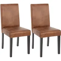 Mendler 2er-Set Esszimmerstuhl Stuhl Küchenstuhl Littau Textil, WildKunstleder, dunkle Beine