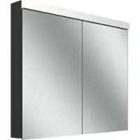 Schneider LOW plus LED-Spiegelschrank, 2 Türen 45/45cm, 895x120x747mm, Beleuchtung oben, 172.090.02.44, Ausführung: EU-Norm/Korpus schwarz matt/4000K