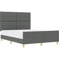 Syfax Bettgestell mit Kopfteil Dunkelgrau 140 x 200 cm Stoff