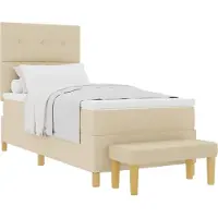 Syfax Boxspringbett mit Kopfteil Creme 200 x 100 cm Stoff