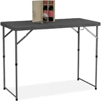 Relaxdays Gartentisch klappbar, HBT: 74x120x60 cm, Kunststoff, Stahl, höhenverstellbar, 6 Personen, Campingtisch, grau