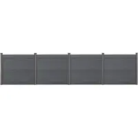 Neu.holz WPC Gartenzaun Grau mit Pfosten Sichtschutz Windschutz Lamellenzaun Zaun 165x618cm [.holz]